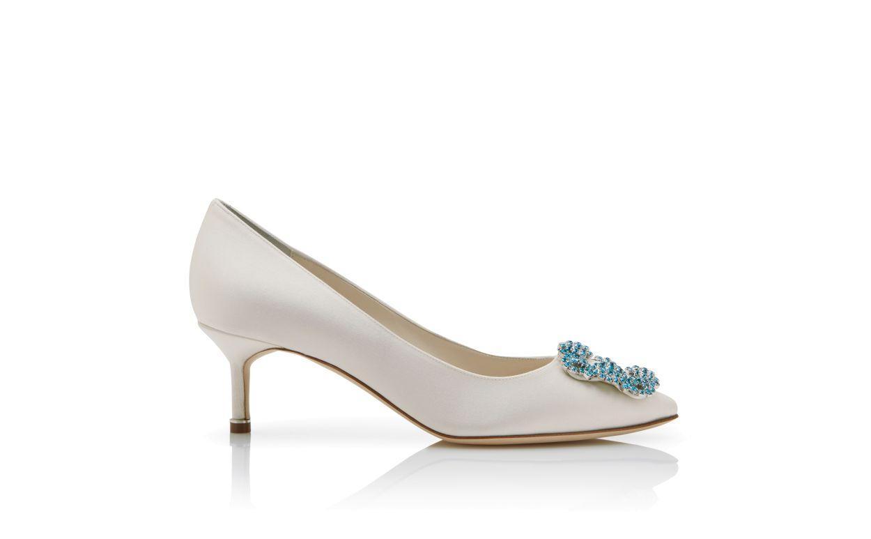 HANGISI BRIDE 50 White Satin Jewel Buckle Pumps Product Image