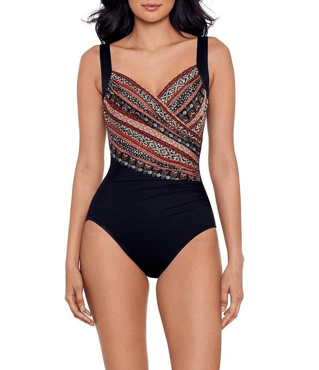 Miraclesuit Zwina Sanibel Printed Surplice V-Neck Underwire Shaping One Piece Swimsuit Product Image