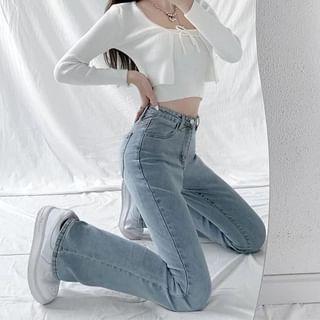 High Rise Washed Flared Jeans product image