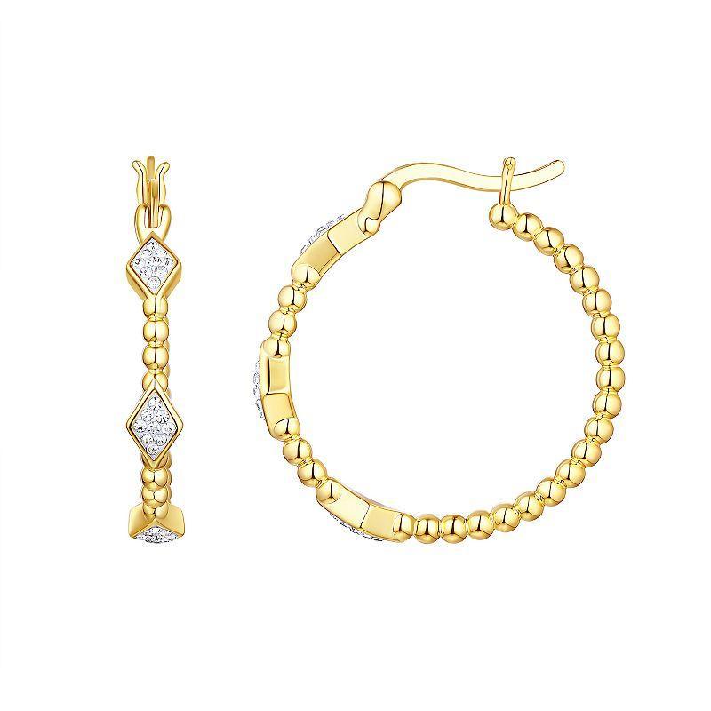 Chrystina Crystal Kite Pattern Gold Tone Hoop Earrings, Womens, Yellow Gold Tone Product Image