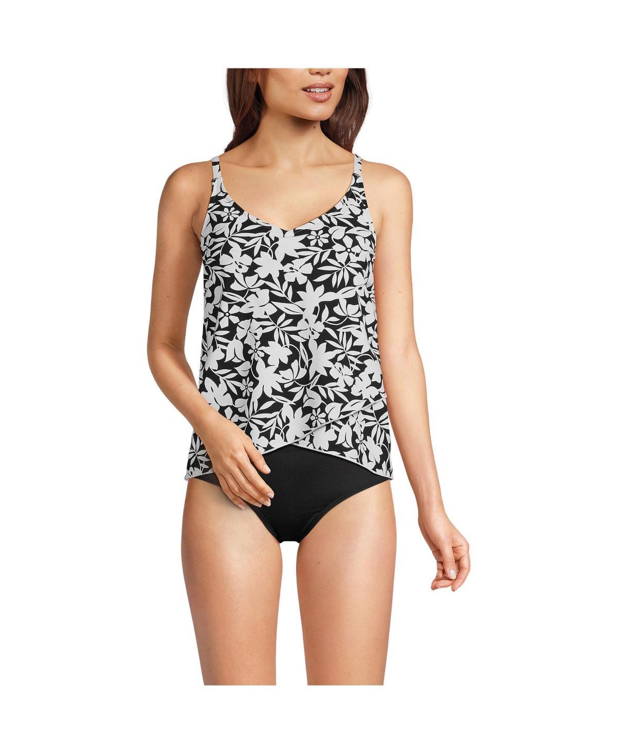 Lands End Womens Dd-Cup Chlorine Resistant V-Neck Tulip Hem Tankini Swimsuit Top with Adjustable Straps Product Image