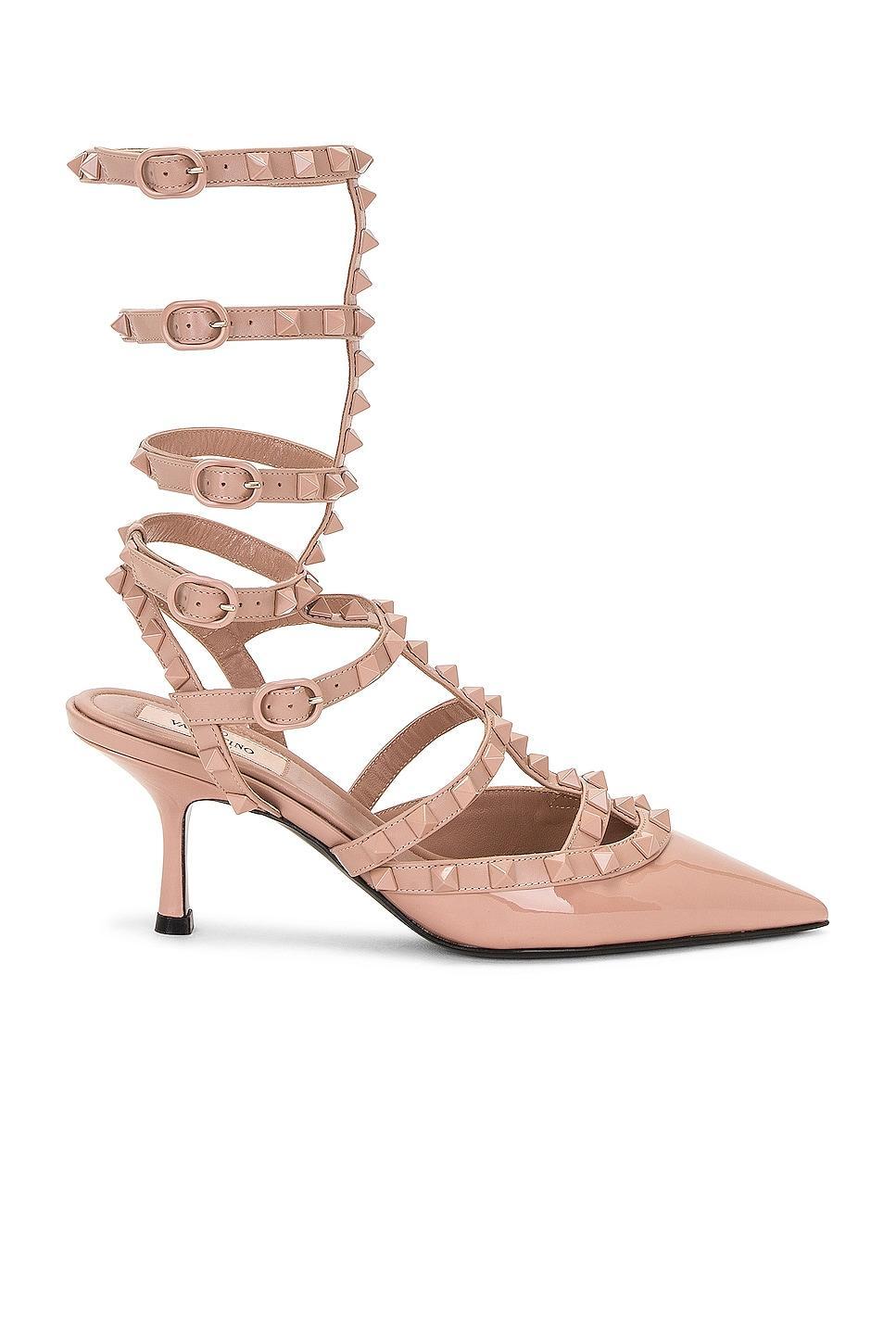 Valentino Garavani Rockstud Ankle Strap Pump Rose. (also in 36.5, 39, 39.5, 41). Product Image