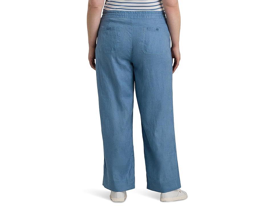 LAUREN Ralph Lauren Plus-Size Linen Wide-Leg Pant (Pale Azure) Women's Casual Pants Product Image