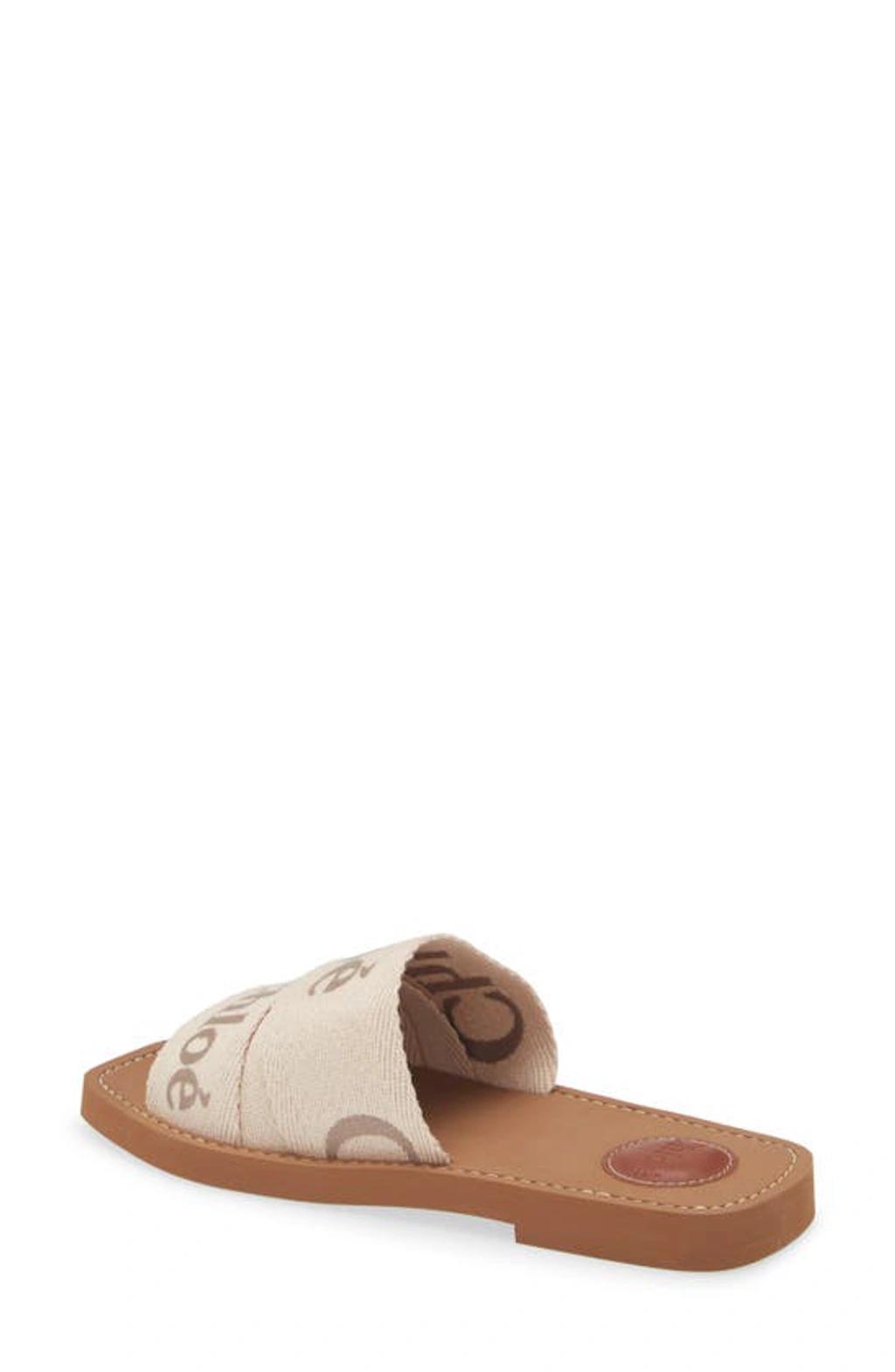 CHLOÉ Woody Slide Sandal In Beige Product Image