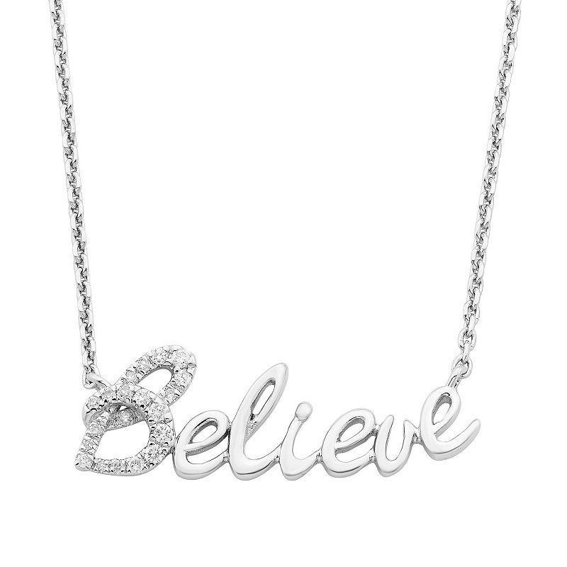 Boston Bay Diamonds Sterling Silver 1/12 Carat T.W. Diamond Believe Necklace, Womens Product Image