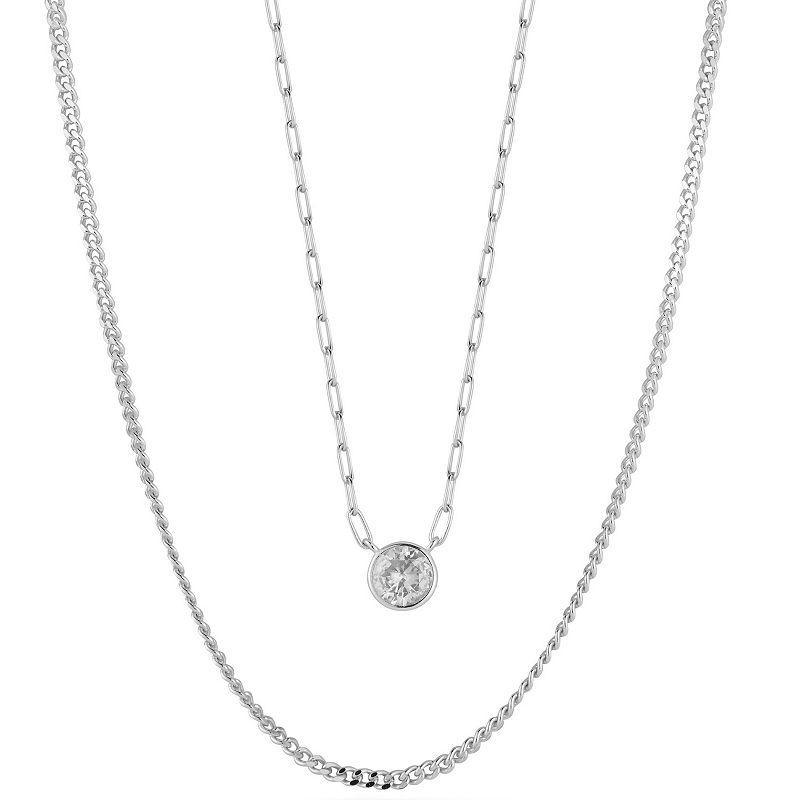 Sunkissed Sterling Cubic Zirconia Double Strand Necklace, Womens Gold Tone Product Image