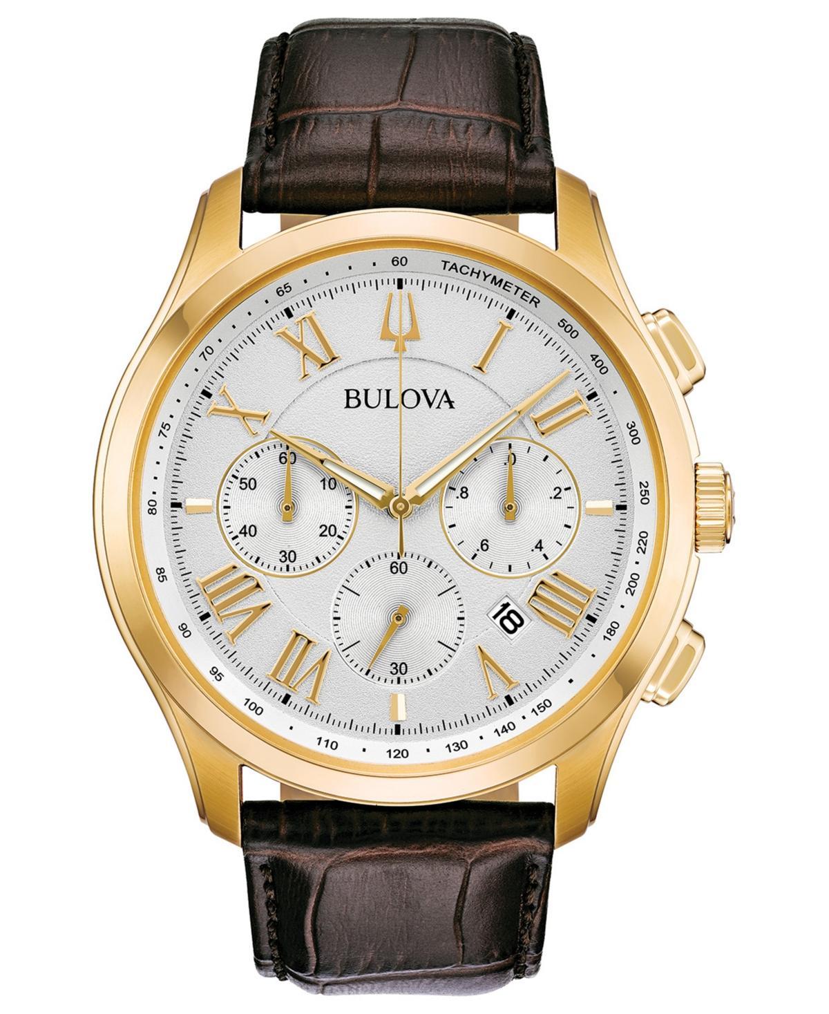 Bulova Classic Collection Mens Wilton Chronograph Brown Leather Strap Watch Product Image