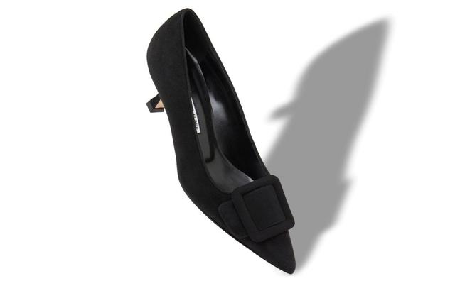 MAYSALEPUMP 50 Black Suede Buckle Detail Pumps Product Image