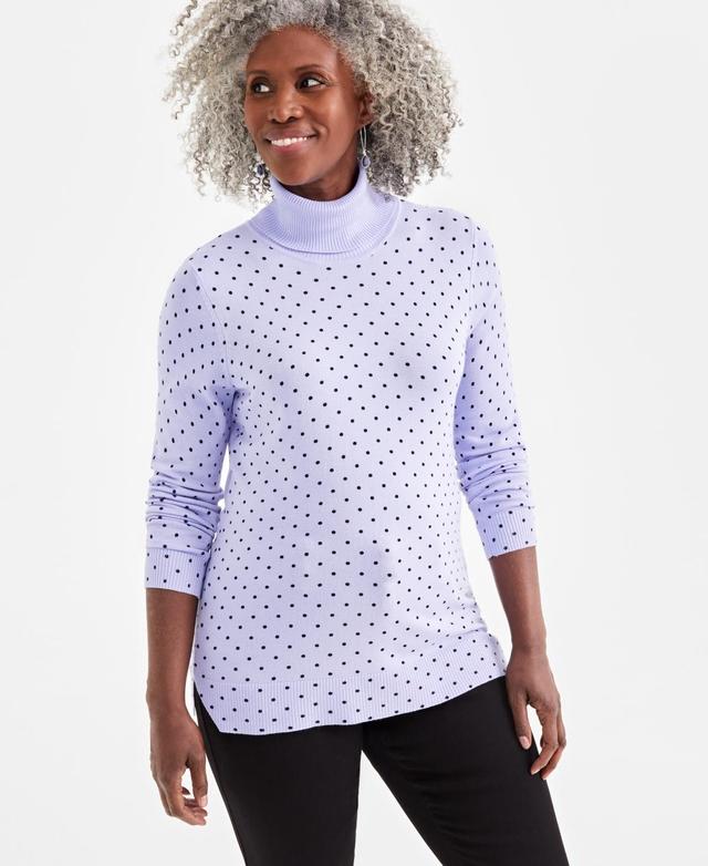 Style & Co Womens Printed Turtleneck Sweater, Created for Macys Product Image