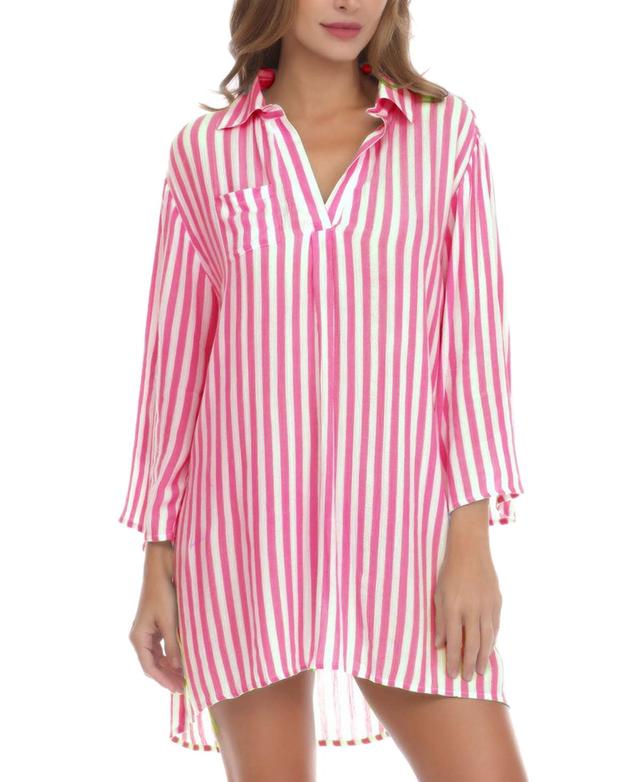 Raviya Womens Striped Swim Cover-Up Tunic Product Image