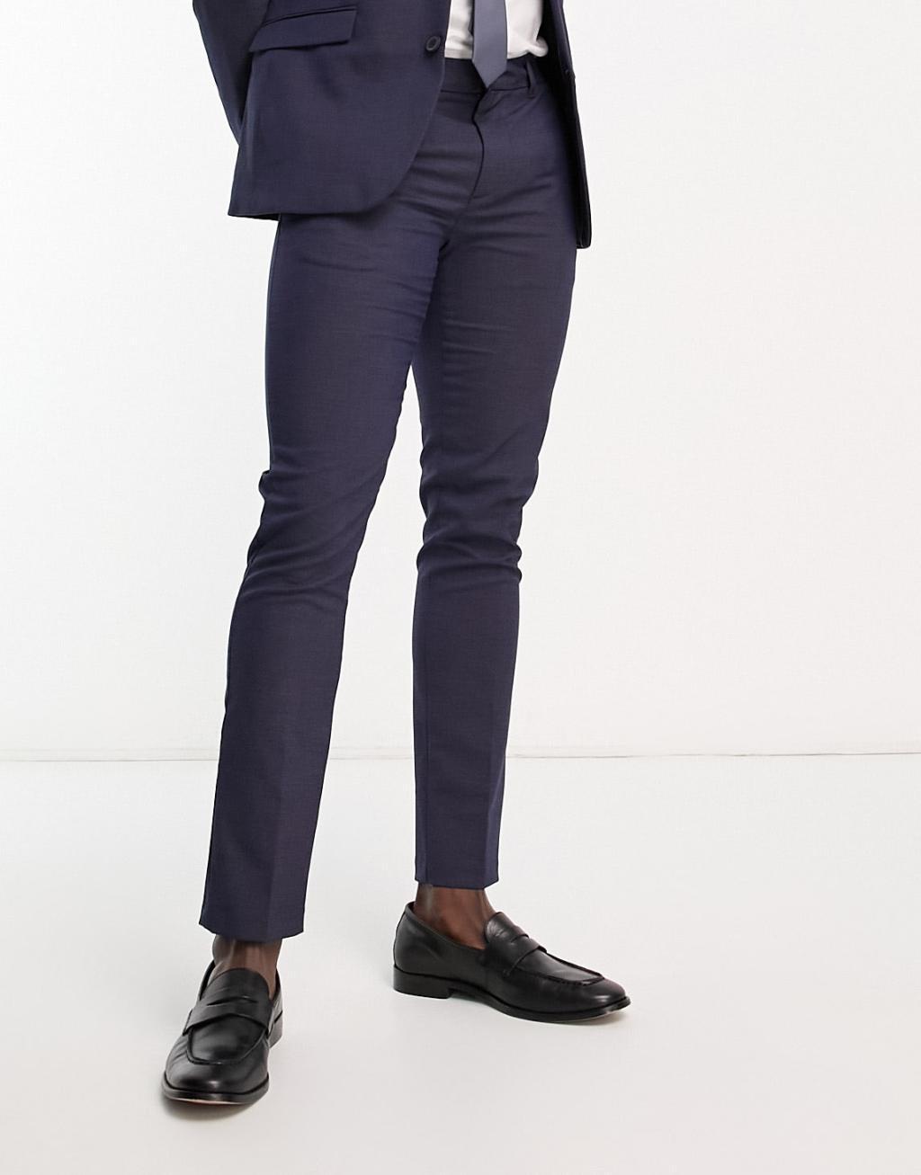 New Look skinny suit pants in navy texture Product Image