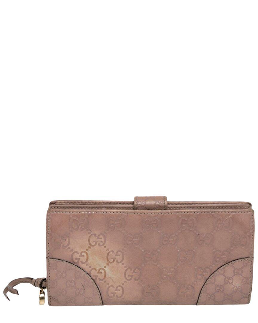 GUCCI Beige Leather Bree Bifold Wallet (authentic ) In Brown Product Image