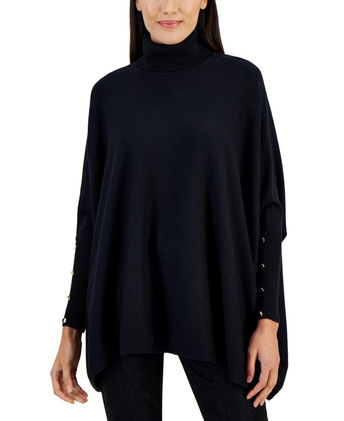 Jm Collection Womens Solid-Color Poncho Turtleneck Sweater, Regular & Petite, Created for Macys Product Image