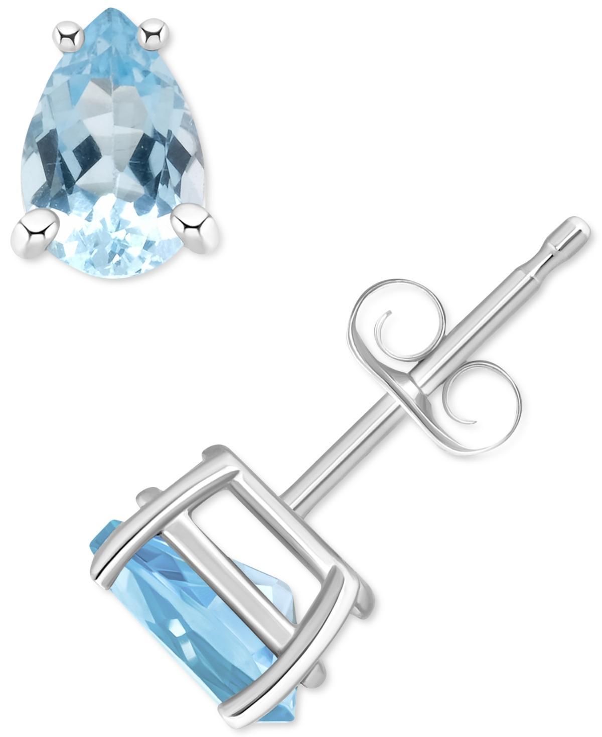 Celebration Gems 14k White Gold Pear Shape Gemstone Stud Earrings, Womens, Aquamarine Product Image