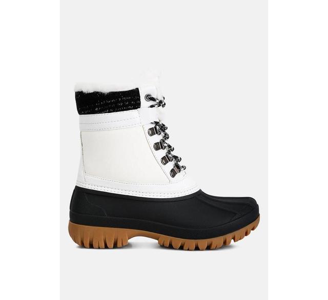 Womens capucine fur collar contrasting lug sole boots Product Image