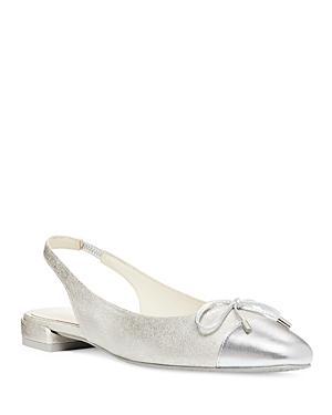 Sleek Metallic Bow Slingback Ballerina Flats Product Image