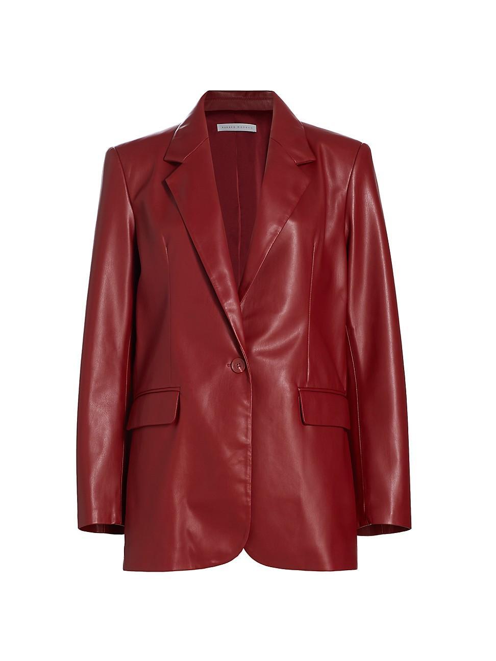 Susana Monaco Faux Leather One-Button Boyfriend Blazer Product Image