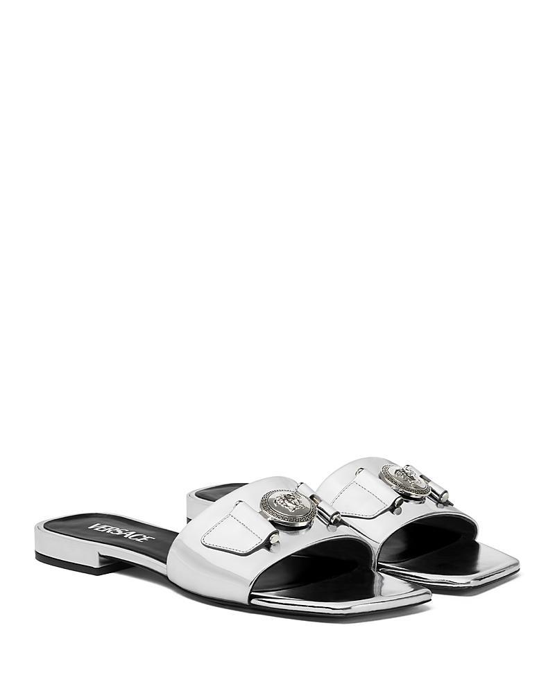 Versace Womens Medusa Medallion Flat Slide Sandals Product Image