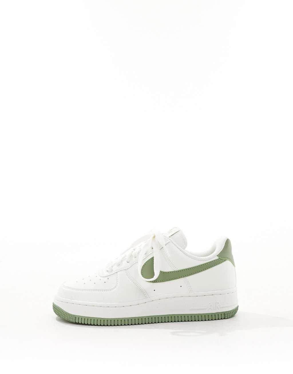 Nike Air Force 1 sneakers in white and green  Product Image