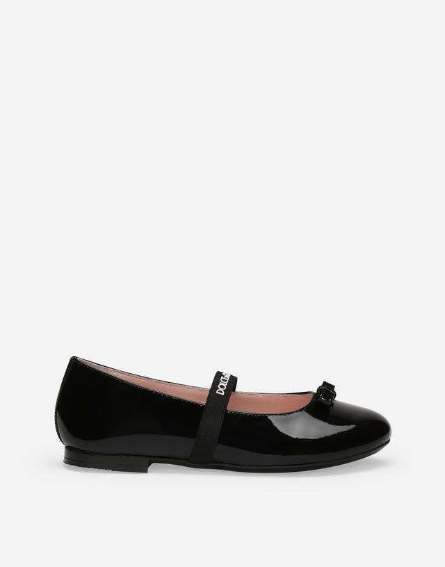 Patent Leather Ballet Flats With Bow In Black Product Image