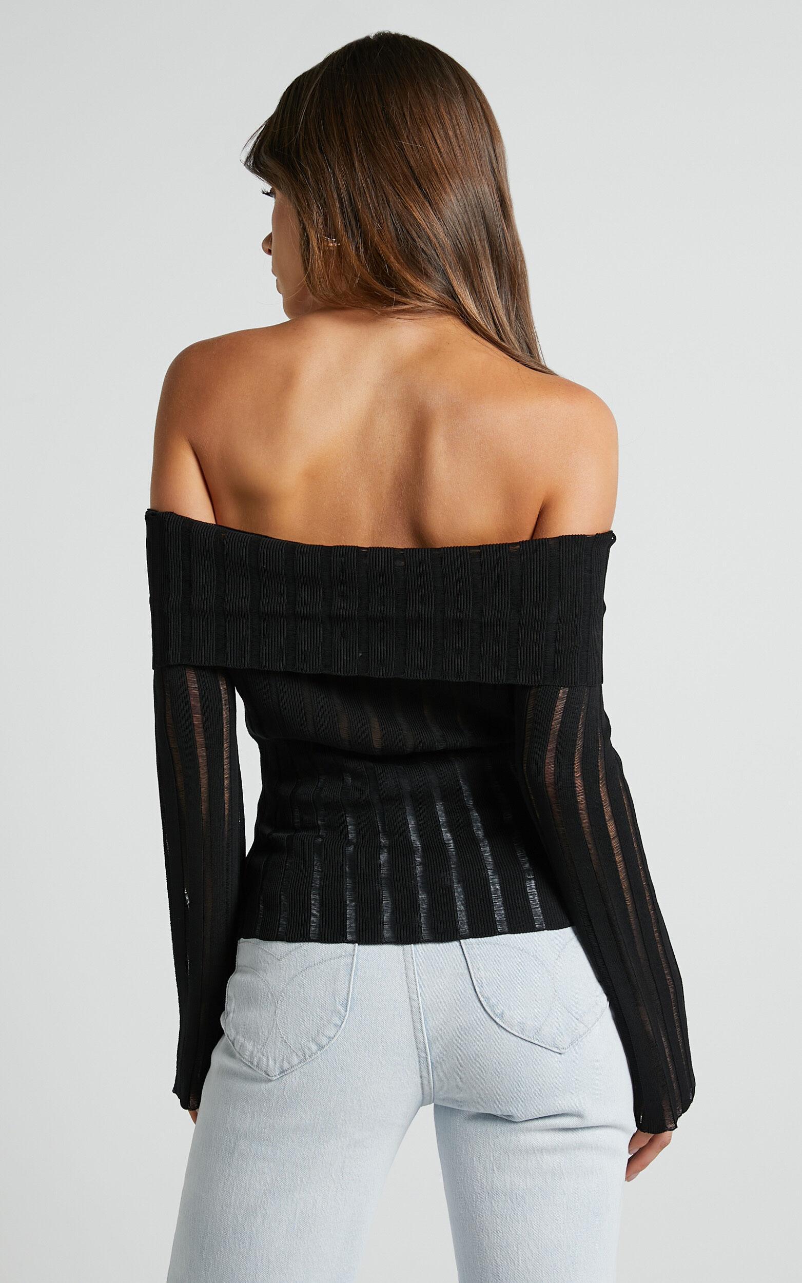 Kailah Top - Off the Shoulder Knit Top in Black Product Image