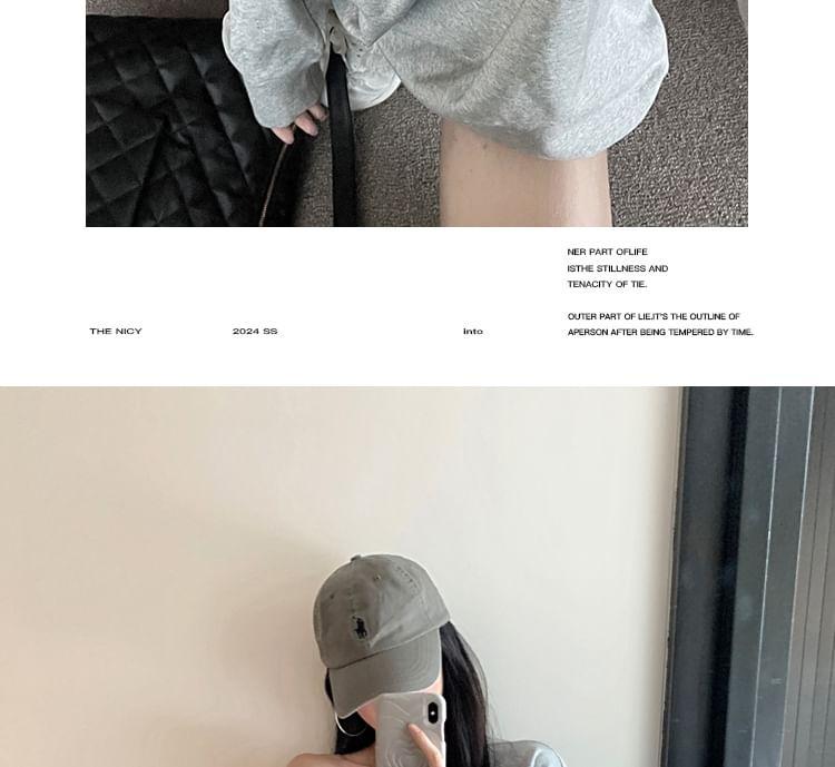 Long-Sleeve Off Shoulder Plain Sweatshirt Product Image