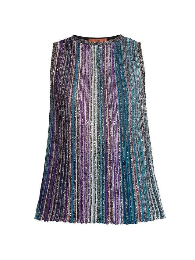 Womens Metallic Striped Sleeveless Top Product Image