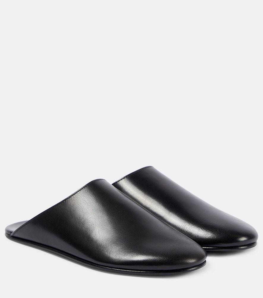 THE ROW Dante Leather Mules In Black Product Image