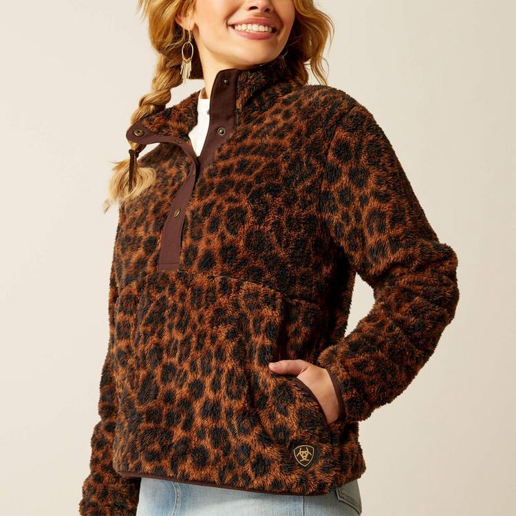 Ariat® Ladies' Lila Leopard Berber Snap Front Sweatshirt Product Image