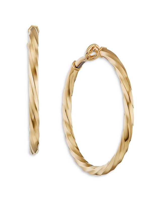 Womens Cable Edge Hoop Earrings In Recycled 18K Yellow Gold Product Image