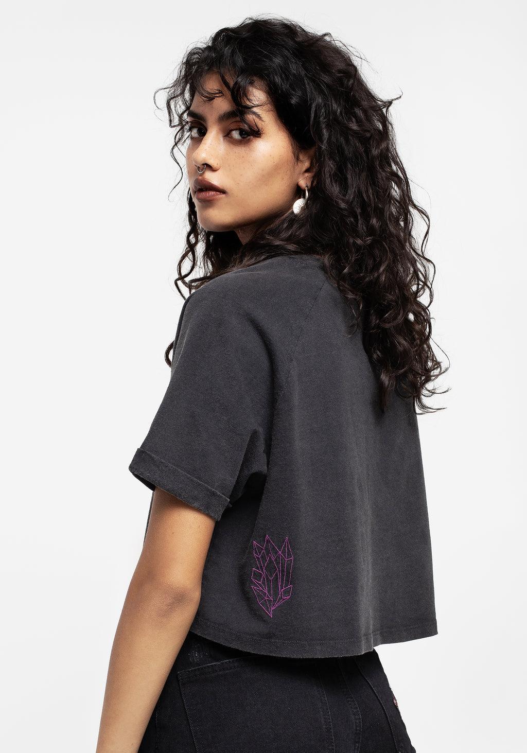 Scutellaria Embroidered Boxy Crop Tee Product Image