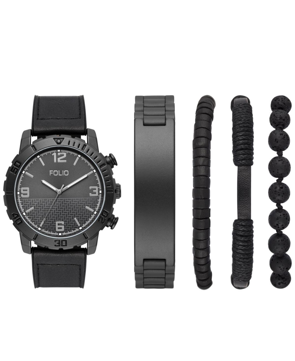 Folio Mens Gunmetal and Black Tone Stackable Accessory Set Product Image