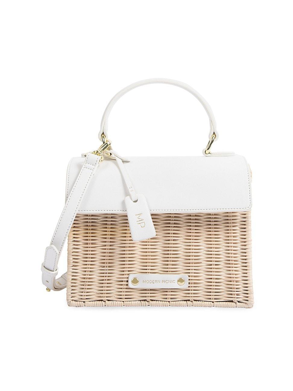 Womens The Mini Wicker & Vegan Leather Luncher Product Image