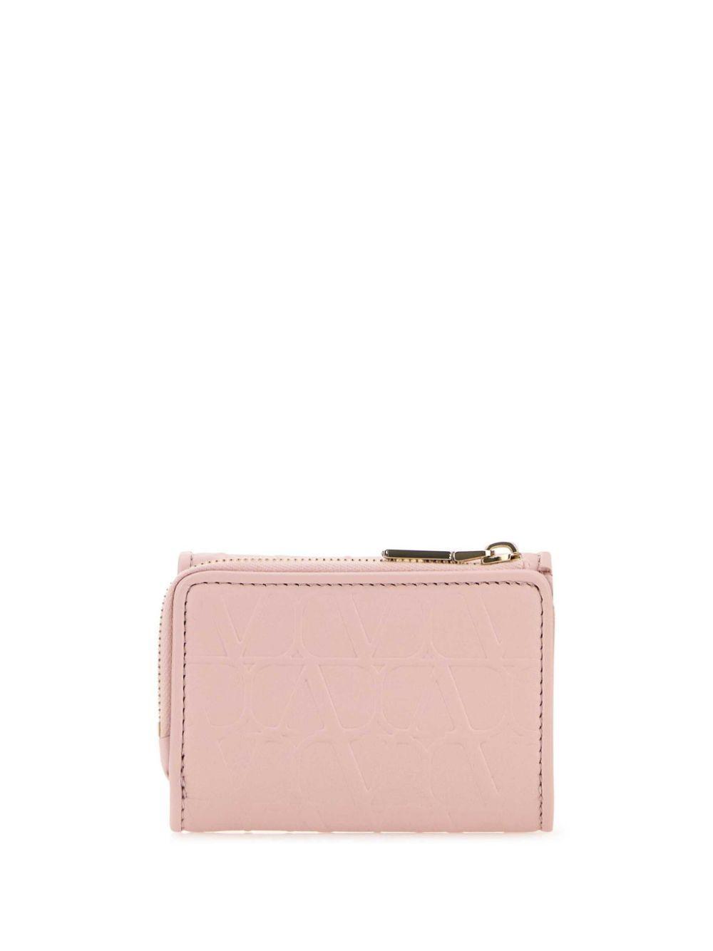 VALENTINO GARAVANI Valentino Vlogo Plaque Zip Detailed Wallet In Pink Product Image