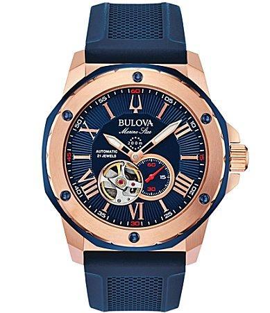 Bulova Mens Mechanical Automatic Marine Star Gold Tone Watch Product Image