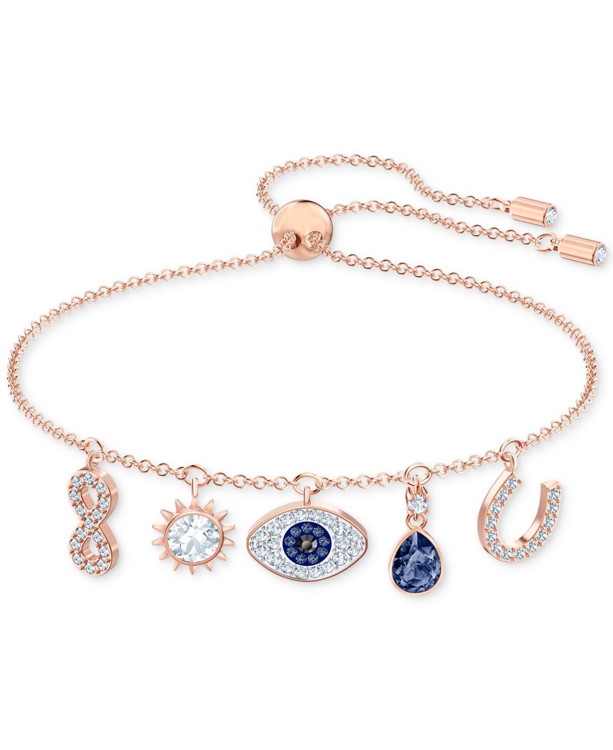 Swarovski Rose Gold-Tone Crystal Protective Charm Bolo Bracelet Product Image