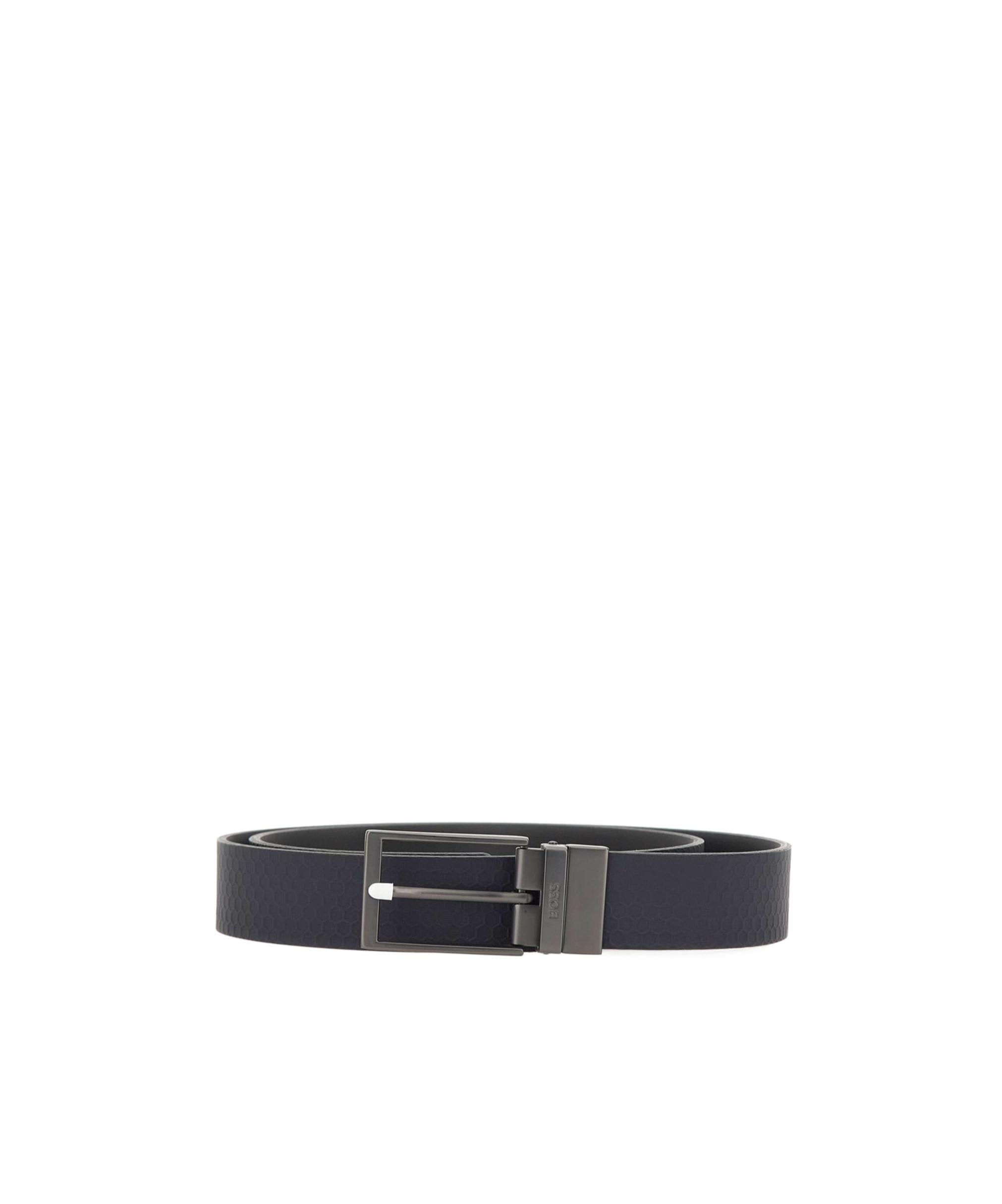 HUGO BOSS Logo Engraved Buckle Belt In Blue Product Image