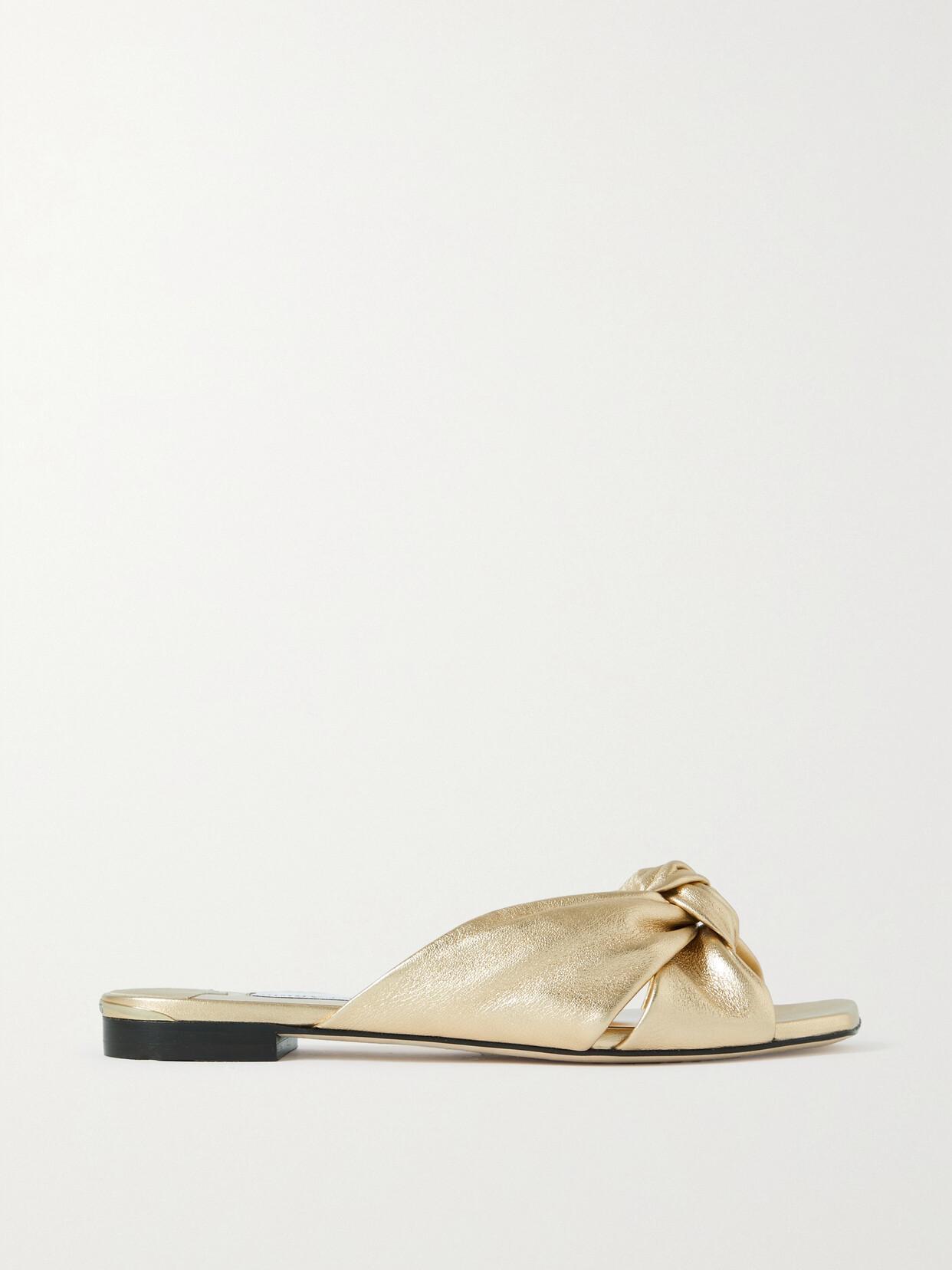 JIMMY CHOO Avenue Metallic-finish Leather Sandals In Gold Product Image