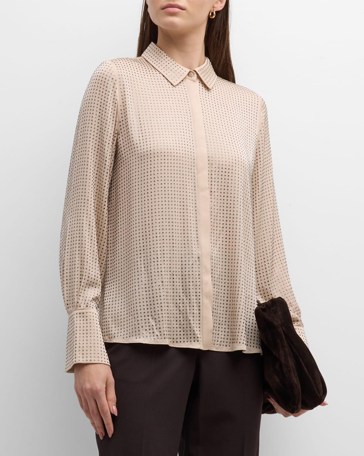 Womens Callie Studded Silk-Blend Blouse Product Image