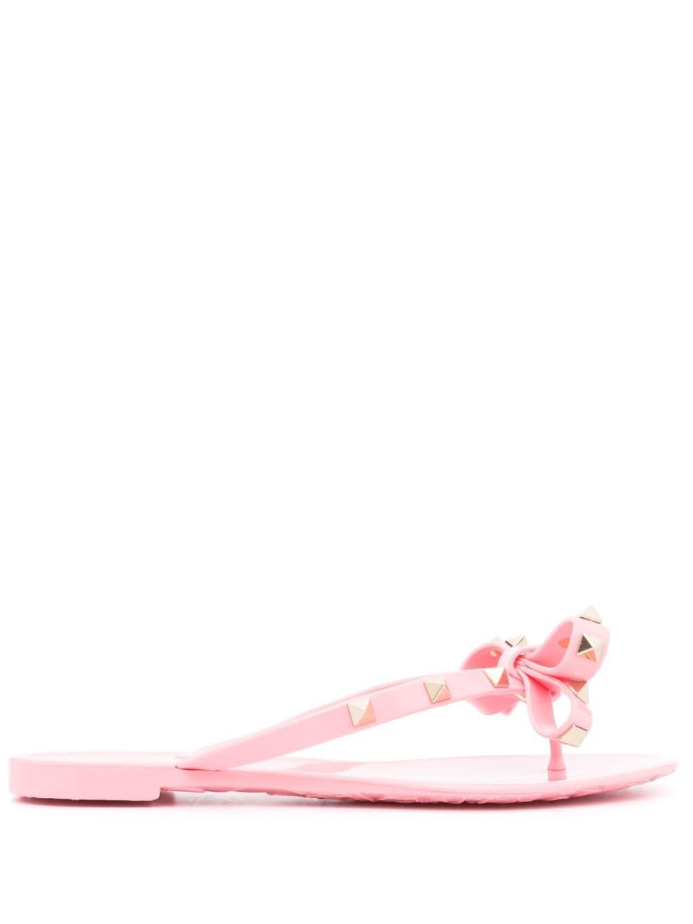 Women's Rockstud Rubber Thong Sandals In Pink Product Image