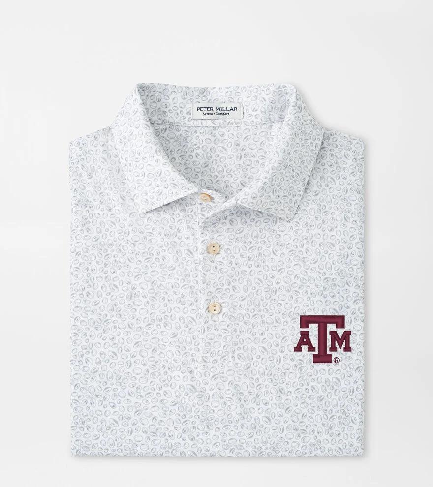 Peter Millar Mens Texas A&M Blitz Performance Polo | Color: White / Gale Grey | Size: S Product Image