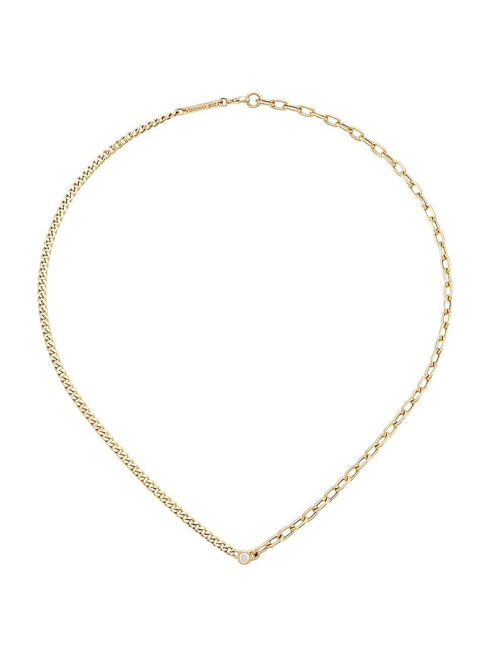 Womens 14K Yellow Gold & Diamond Mixed-Chain Necklace Product Image