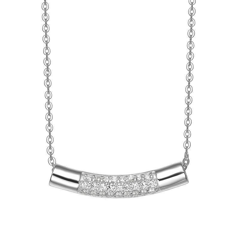 Sterling Silver Round Cubic Zirconia Curve Line Necklace, Womens Product Image