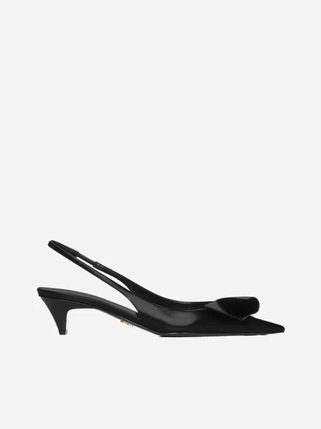 Leather Slingback Pumps In Black product image