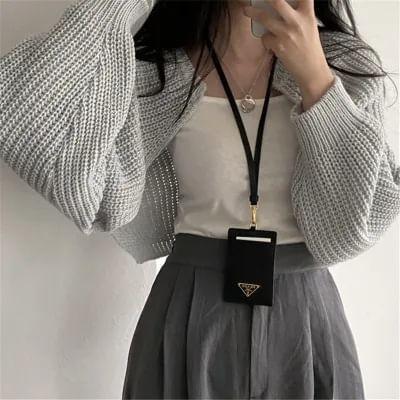 Plain Chunky Knit Open Front Crop Cardigan Product Image