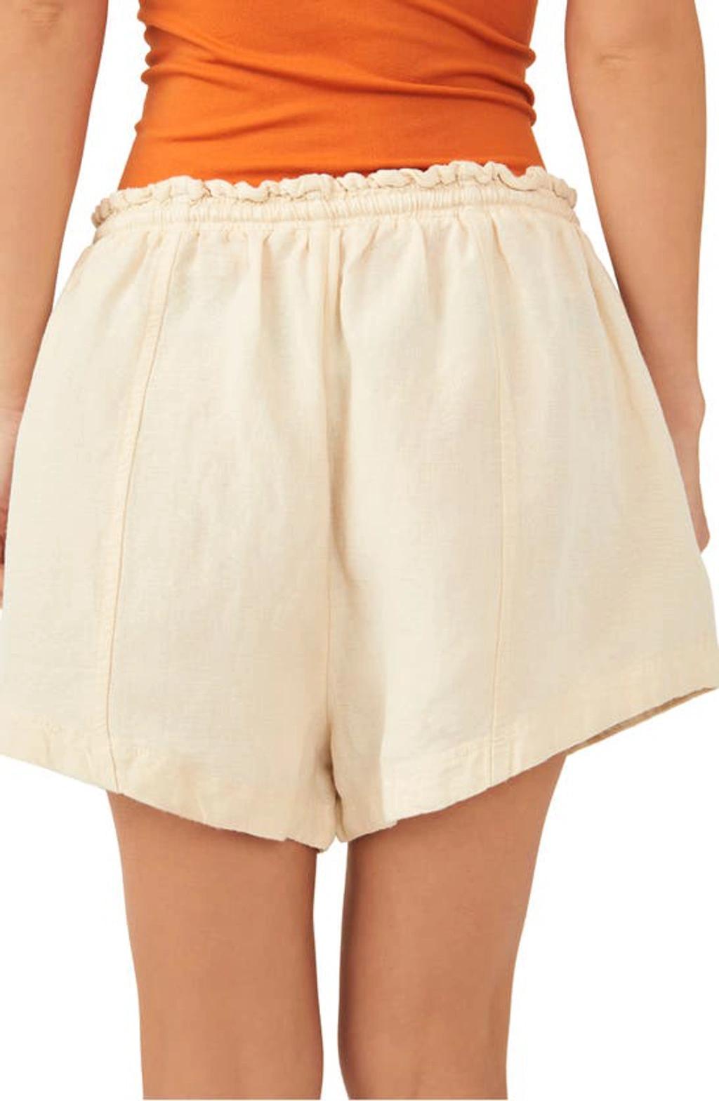 Ecru Viscose And Linen-blend Shorts Product Image