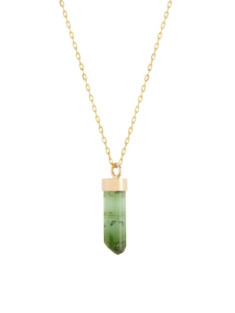 Womens Crystalline 14K Yellow Gold & Green Tourmaline Pendant Necklace Product Image