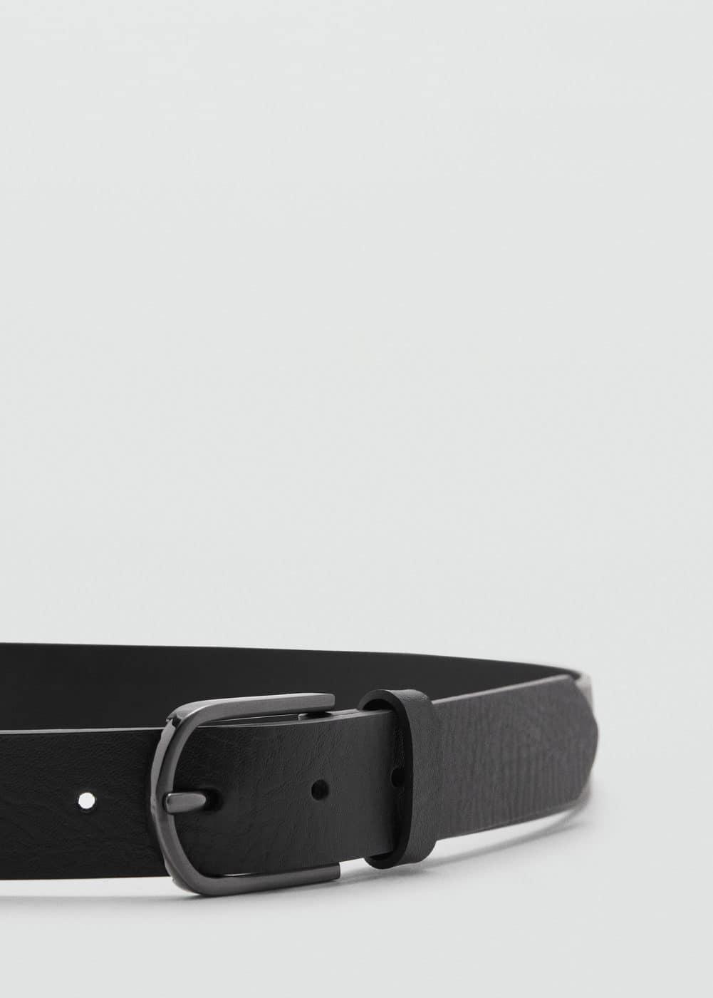 MANGO MAN - Leather belt with square buckle blackMen Product Image