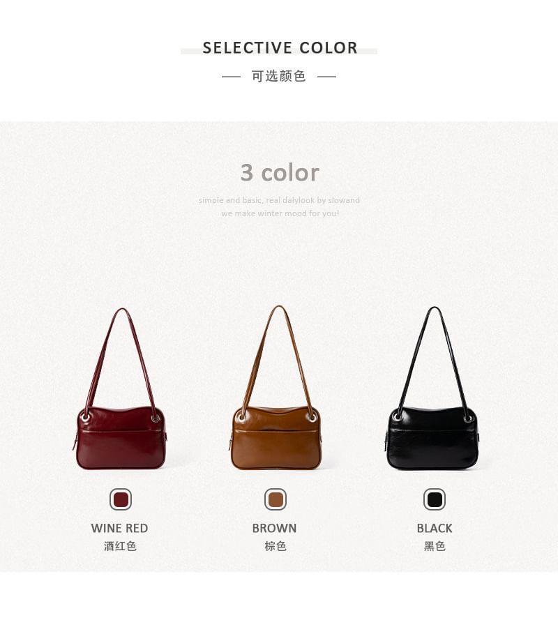 Plain Faux Leather Tote Bag Product Image