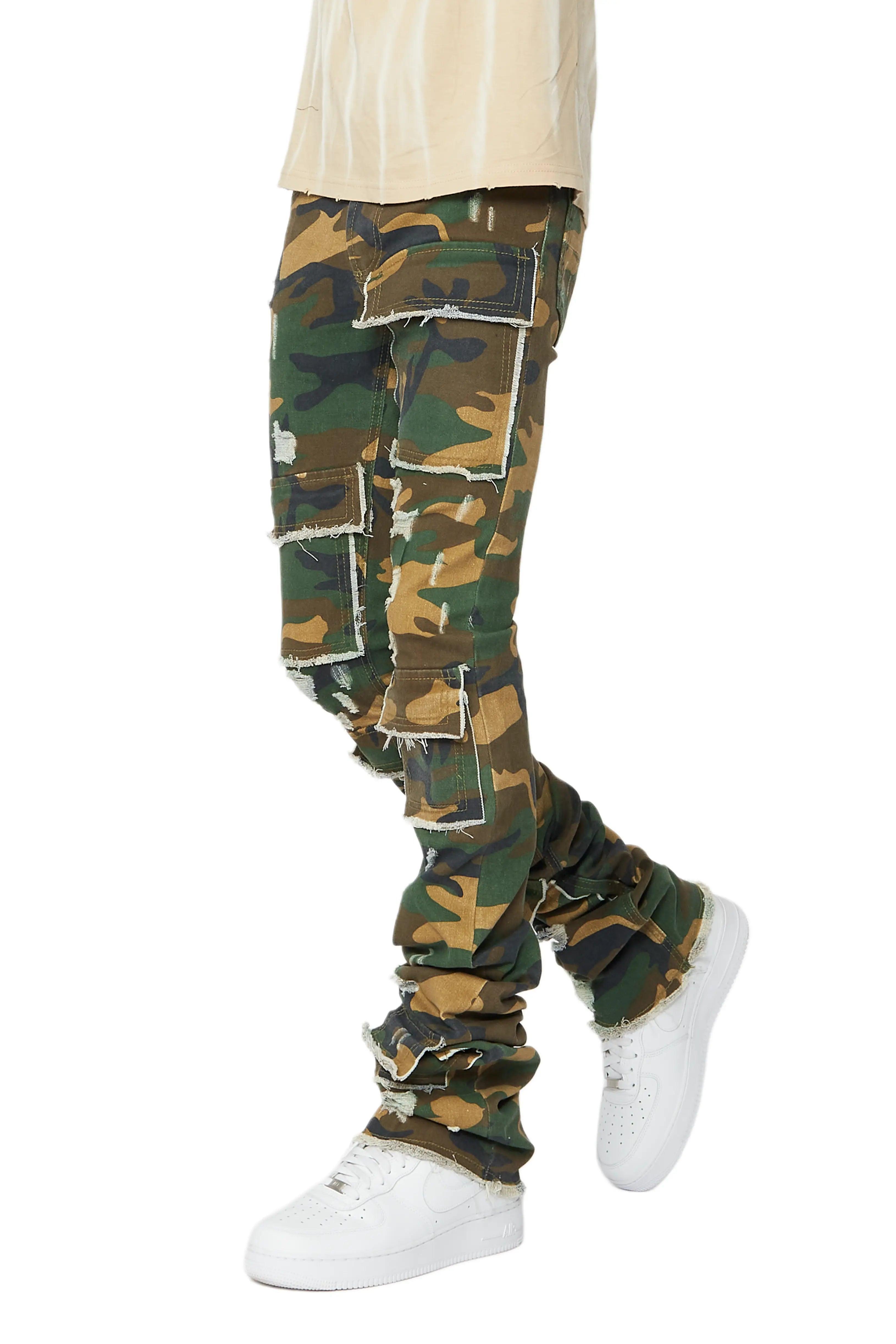 Petrus Camo Super Stacked Flare Jean Male Product Image